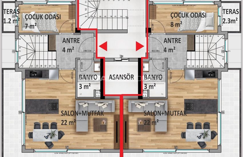 Alanya'da Deniz ve Şehir Manzaralı Dubleks Gayrimenkuller 17