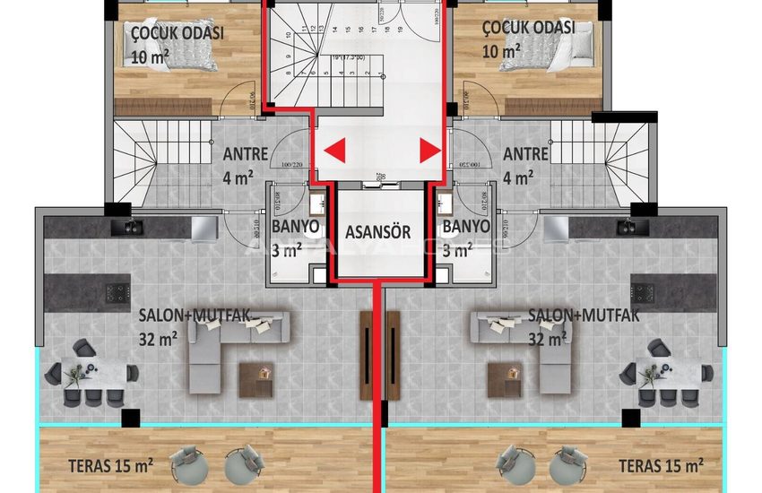 Alanya'da Deniz ve Şehir Manzaralı Dubleks Gayrimenkuller 18