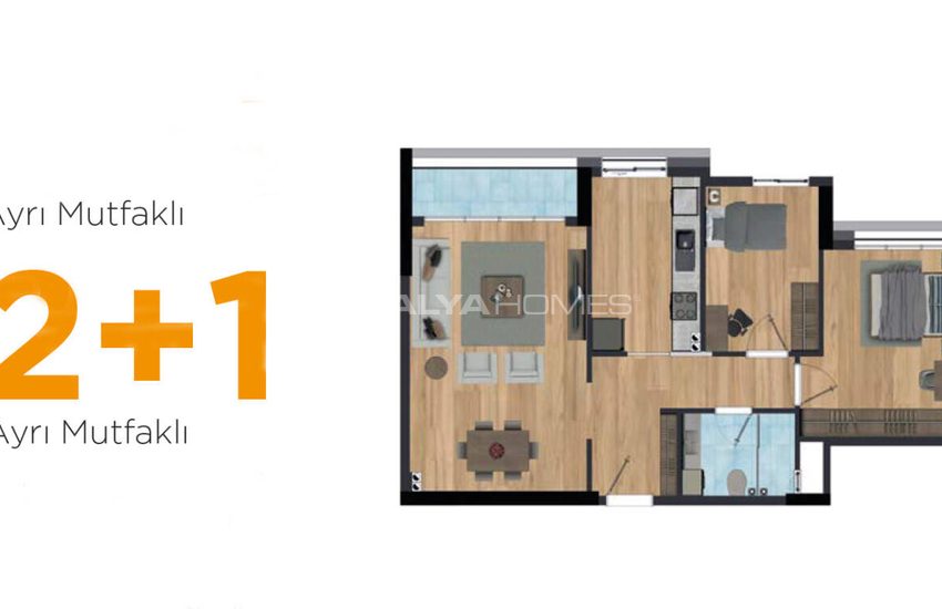 Property with 2 Bedrooms and Separate Kitchen in Antalya Kepez 14