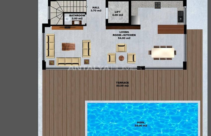 Sea View Property with Private Pool and Garden in Alanya 71