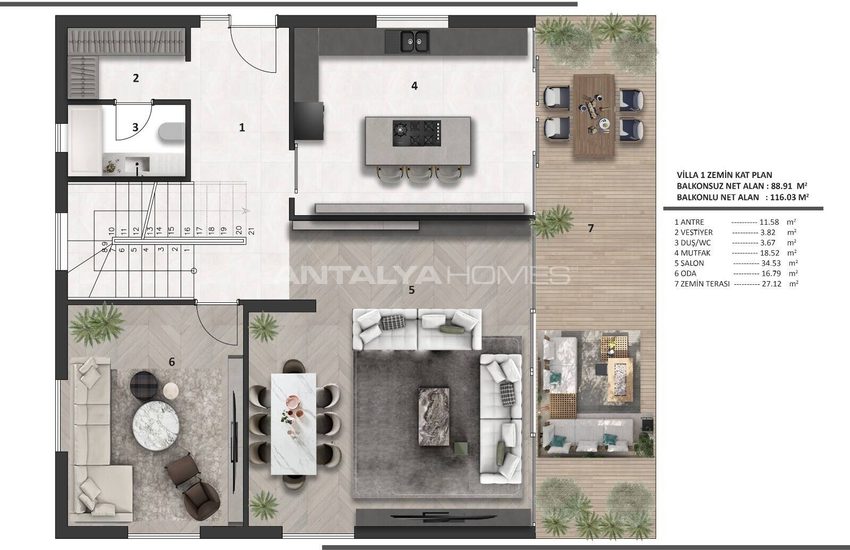 Detached Villas with Stylish Design in Antalya Muratpasa 56
