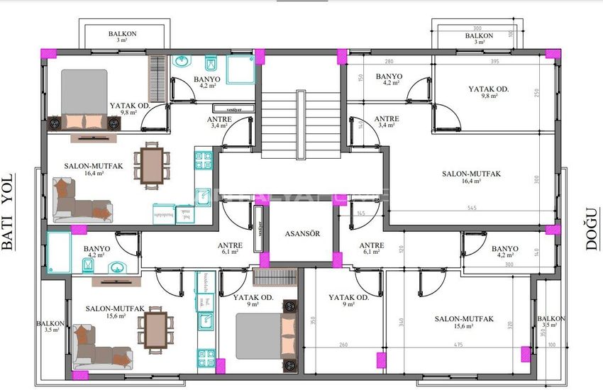 Flats in a Complex Near the Sea in Muratpasa Antalya 10