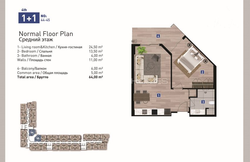 Apartments in a Five-star Concept Project in Konyaalti 64