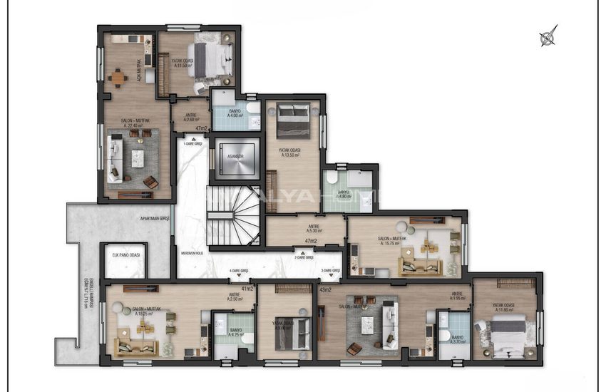 Mountain-view Flats in a Complex with Pool in Konyaalti Antalya 44