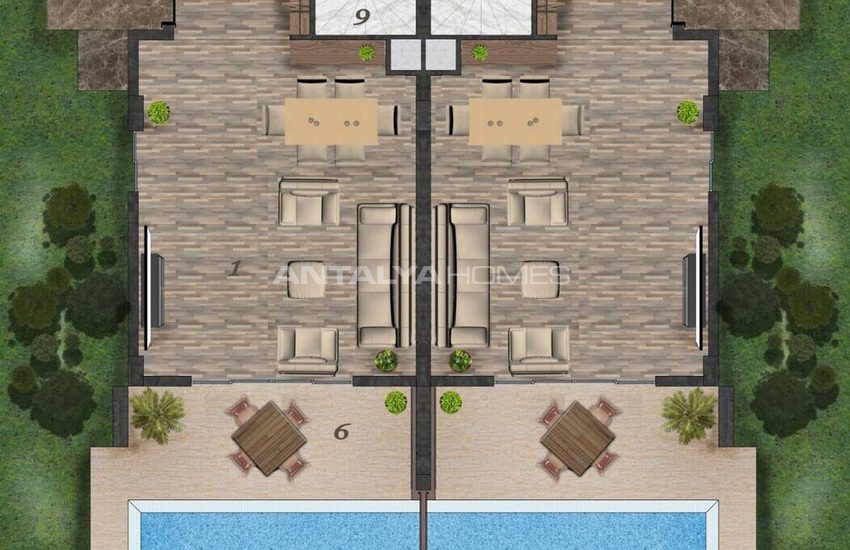 4-bedroom Houses with Pool and Garden in Dosemealti 32