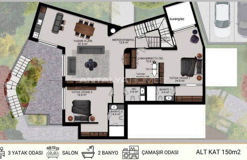 Detached Villas with Unobstructed Sea Views in Bodrum 36