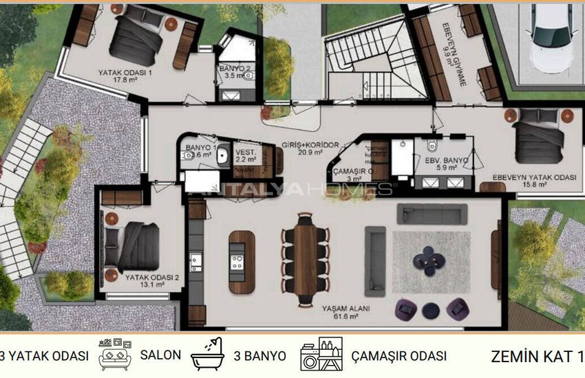 Detached Villas with Unobstructed Sea Views in Bodrum 37