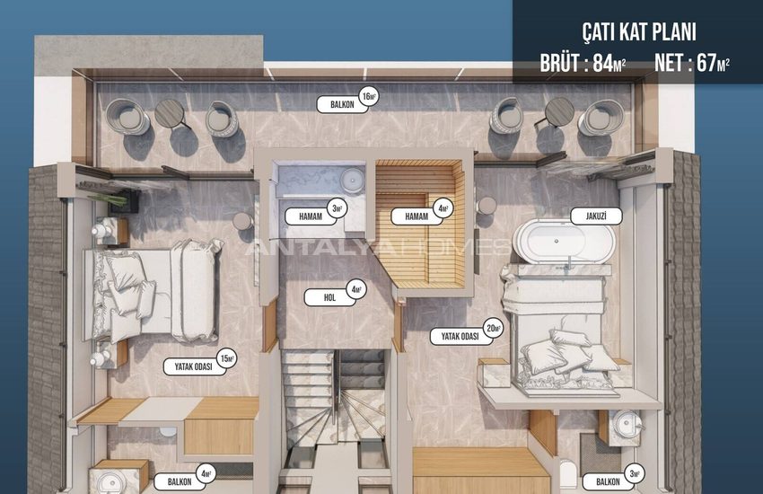 Villa 5+1 Avec Piscine Et Jacuzzi À Fethiye En Turquie 10