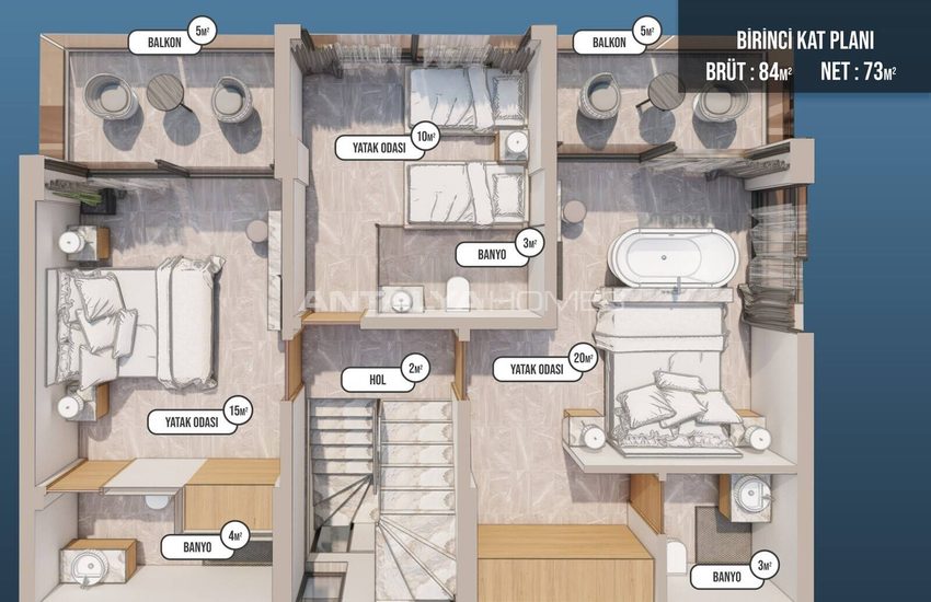 Villa 5+1 Avec Piscine Et Jacuzzi À Fethiye En Turquie 9