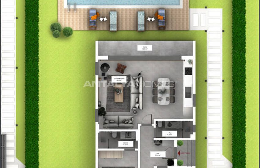 3-bedroom Detached Houses with Pool in Mugla Seydikemer 49