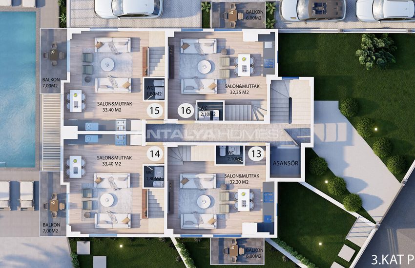 Chique Woningen In Een Complex Met Zwembad In Muğla Fethiye 27