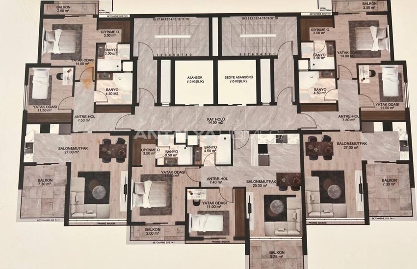 Apartments in Well-equipped Complex in Mersin Mezitli 39