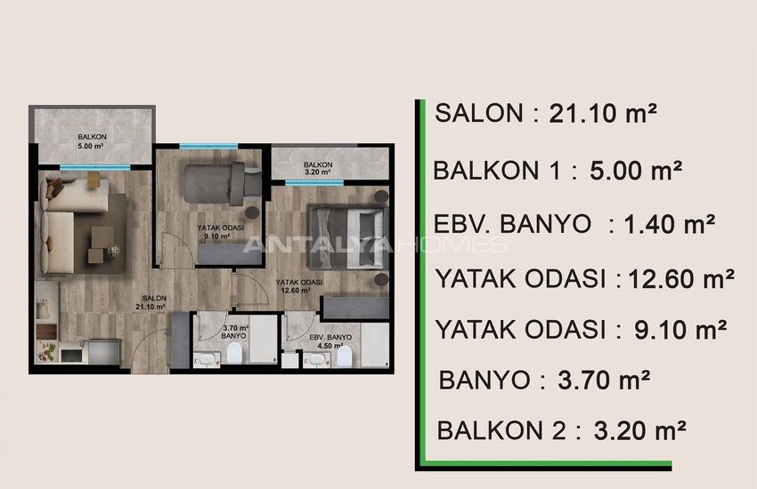 Appartementen In Een Complex Met Waterpark In Mersin Çeşmeli 36