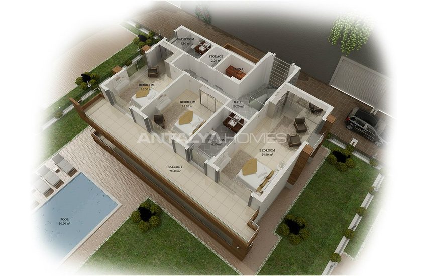 Panoramic Sea and Castle View Villas in Alanya Kargicak 28