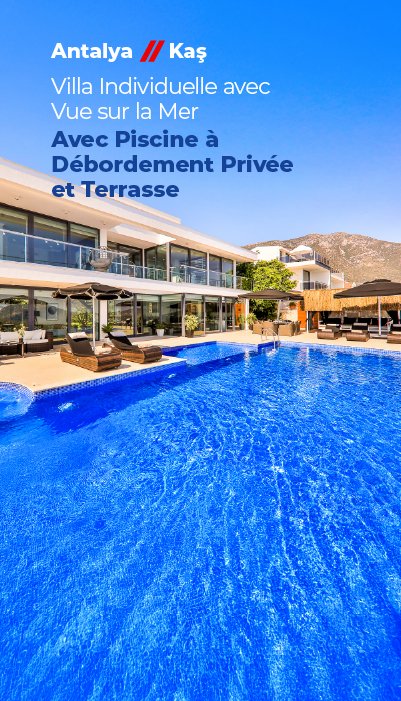 Villa avec Vue Mer et Montagne et Piscine Privée à Kalkan Antalya