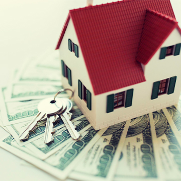 Small House on money with keys