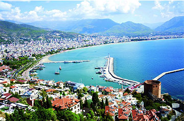 View of Mediterranean and Alanya Castle